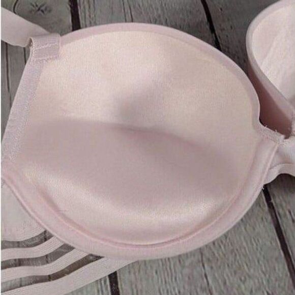 NWT Bebe Logo Pink Mesh-Band Underwire Push-Up Bra - Picture 6 of 11